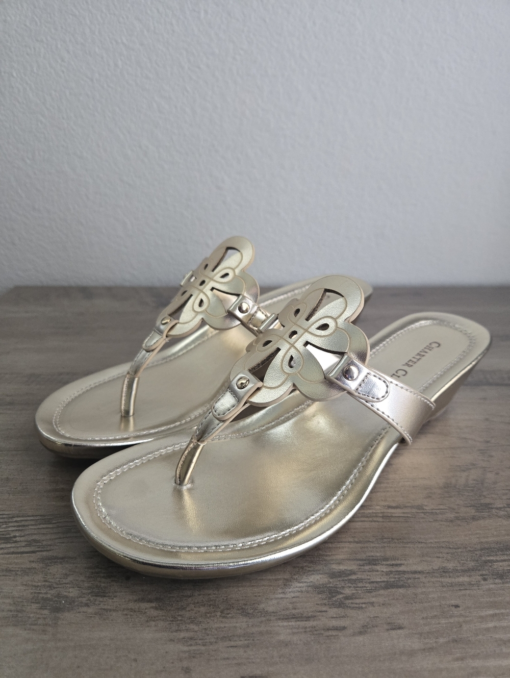 Charter Club Penelopee Wedge Slide Sandals Gold Size 6M